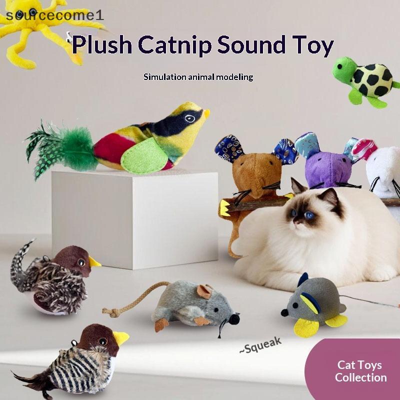 NAY Interactive Cat Toys Electric Squeaky Simulation Bird Plush Cats Pets Teasing Toys With Feather Kitten Chirping Bird Toys [sourcecome1]
