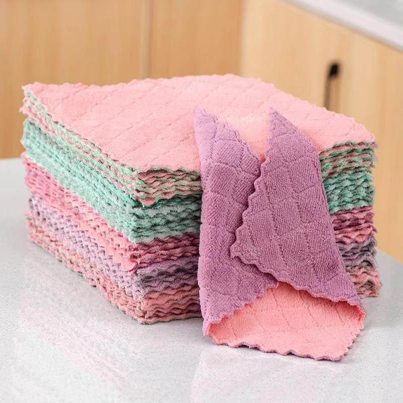 Dish Cloth Rag Household Non-Linting Absorb Water Kitchen Oil Towel Small Housework Cle…