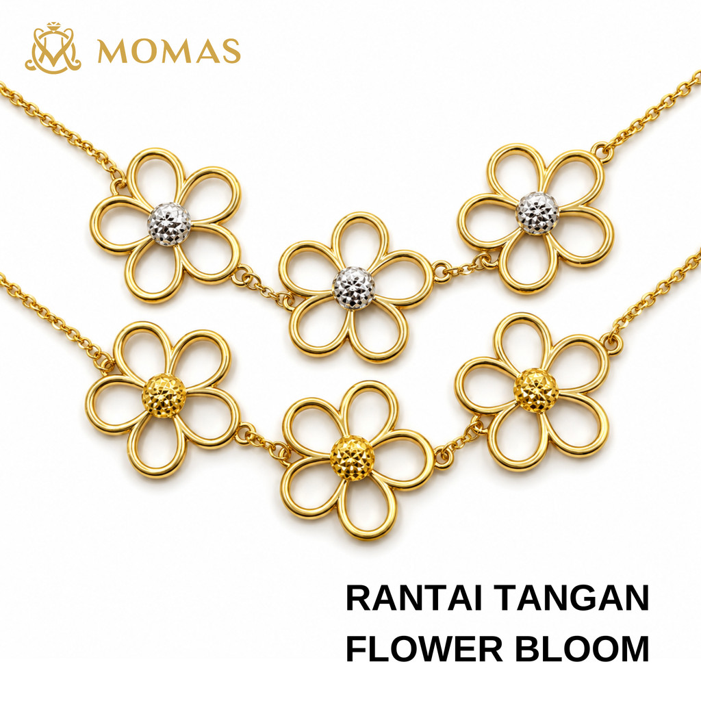 MOMAS RANTAI TANGAN FLOWER BLOOM 5D Bajet Emas 916 Tulen Rantai Tangan Emas 916  Emas 916 Bracelet Emas 916