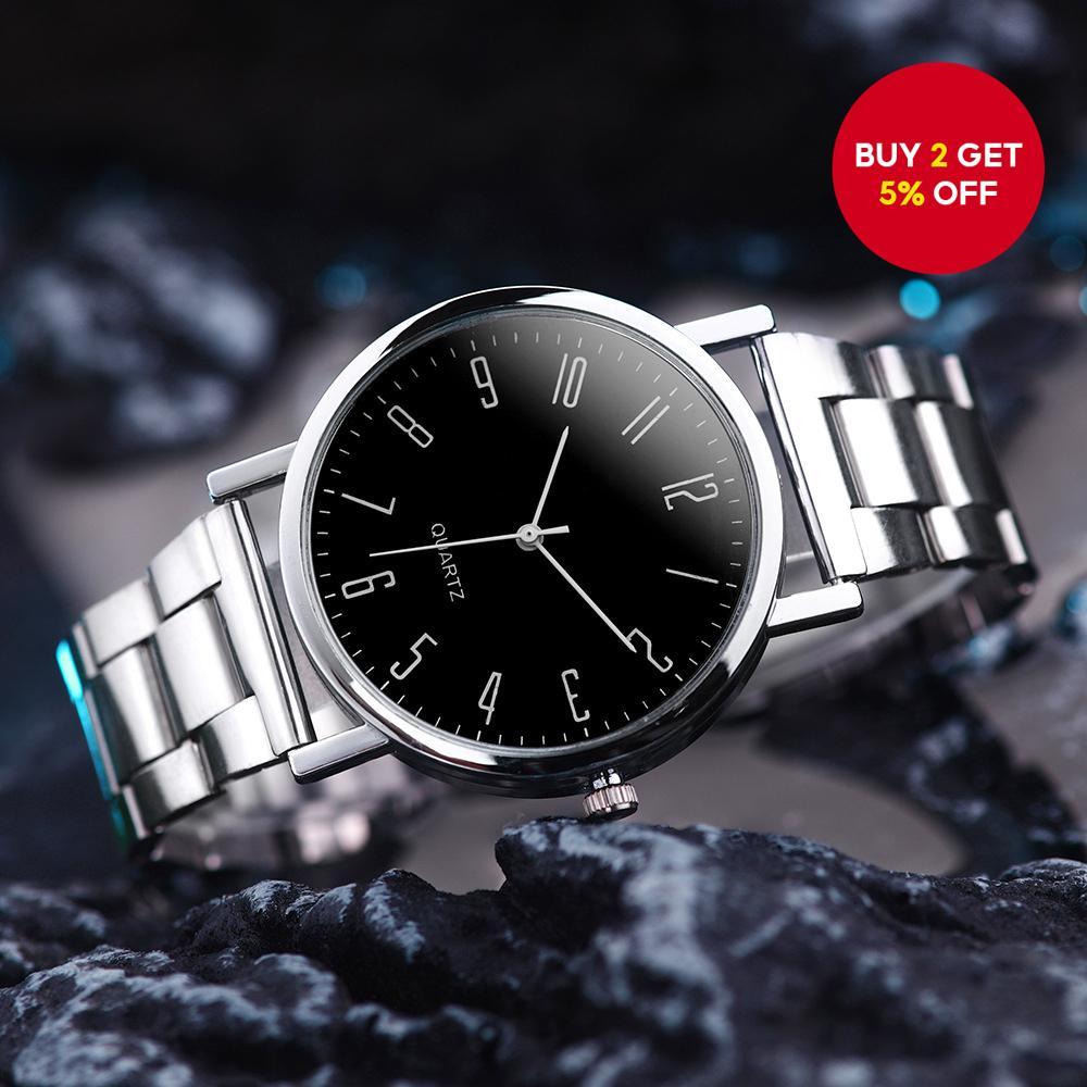 Men Quartz Watch Stainless Steel Band Stylish Casual Business Daily Fashion
