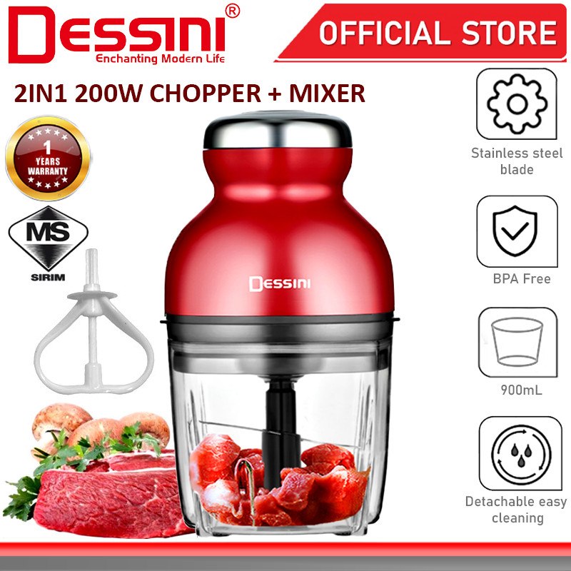 Dessini Italy Pencincang Bawang Daging Mesin Capsule Cutter Spin Chopper Meat Grinder (900ml) RS-1686