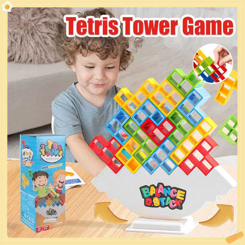 Tetris Tower Game Colorful Building Blocks Stacking Battle Kids Balance Educational Toy Family Gift
