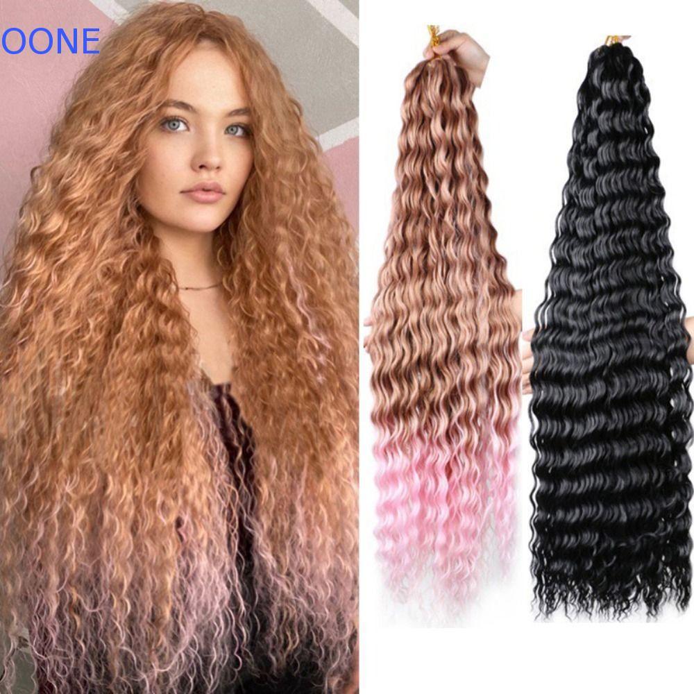 OONE Deep Twist Crochet Hair, Ombre Natural Synthetic Crochet Hair, 24Inch Water Wave Curly Long Crochet Braiding Hair Extensions African