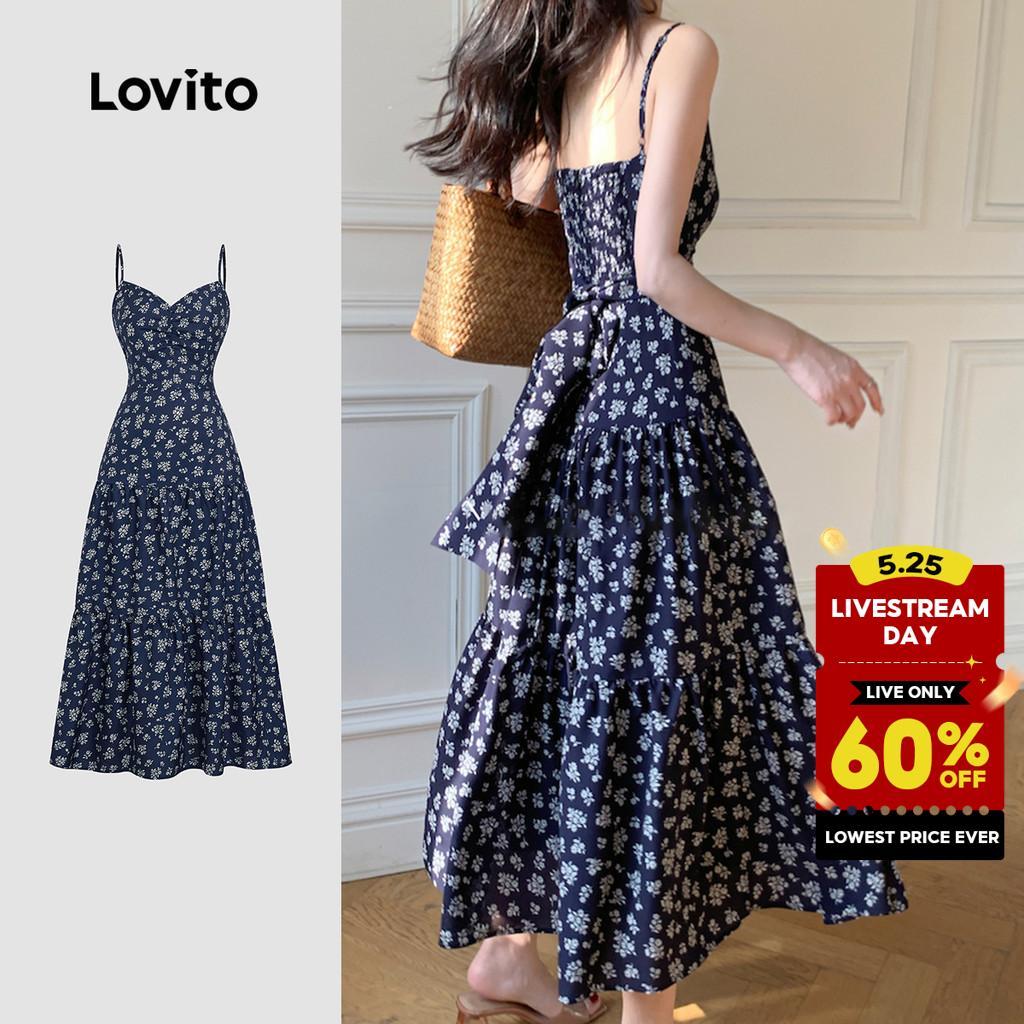 Lovito Boho Dress Pleated Spring/summer Blue Dress for Women Plus Size Friendly L149LD392 Lovito Gaun Boho Berlipat Gaun Biru Musim Bunga/musim Panas Untuk Wanita Mesra Saiz Besar L149LD392