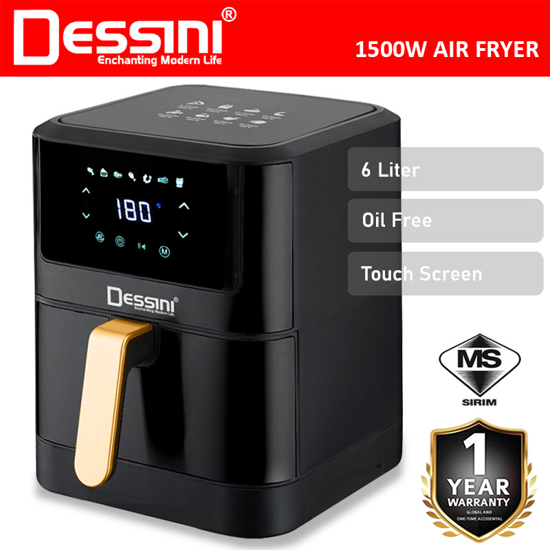 DESSINI ITALY 6L Electric Air Fryer Convection Oven Toaster Timer Oil Free Roaster Breakfast Machine Ketuhar
