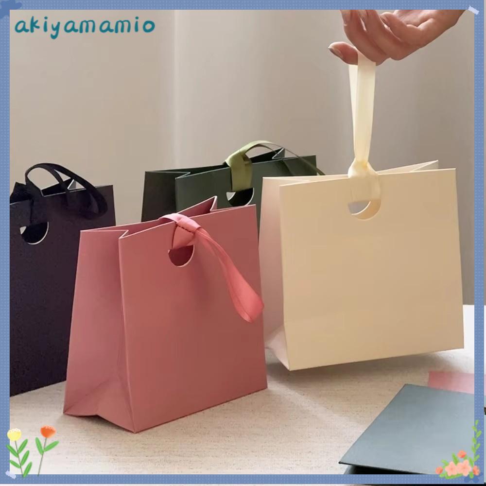 AKIYAMAMIO Jewellery Packaging Bag, Gift Wrapping Lightweight Jewelry Handbag, Ribbon Handle Sustainable Tote Bag