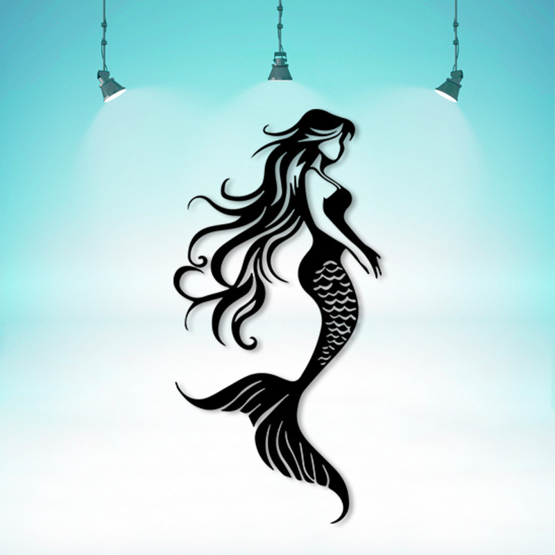 HELLOYOUNG Boho Mermaid Metal Wall Decor Rust Resistant Oceanic Silhouette Art Bohemian Home Bathroom Living Room Decoration Christmas Housewarming Gift