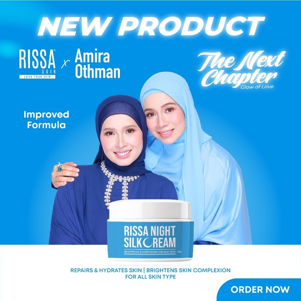 RISSA SKIN X AMIRA OTHMAN NEW LAUNCHING - NIGHT SILK CREAM BLUE EDITION 20GM (CREAM FOR FACE AND BODY, ALL IN ONE)
