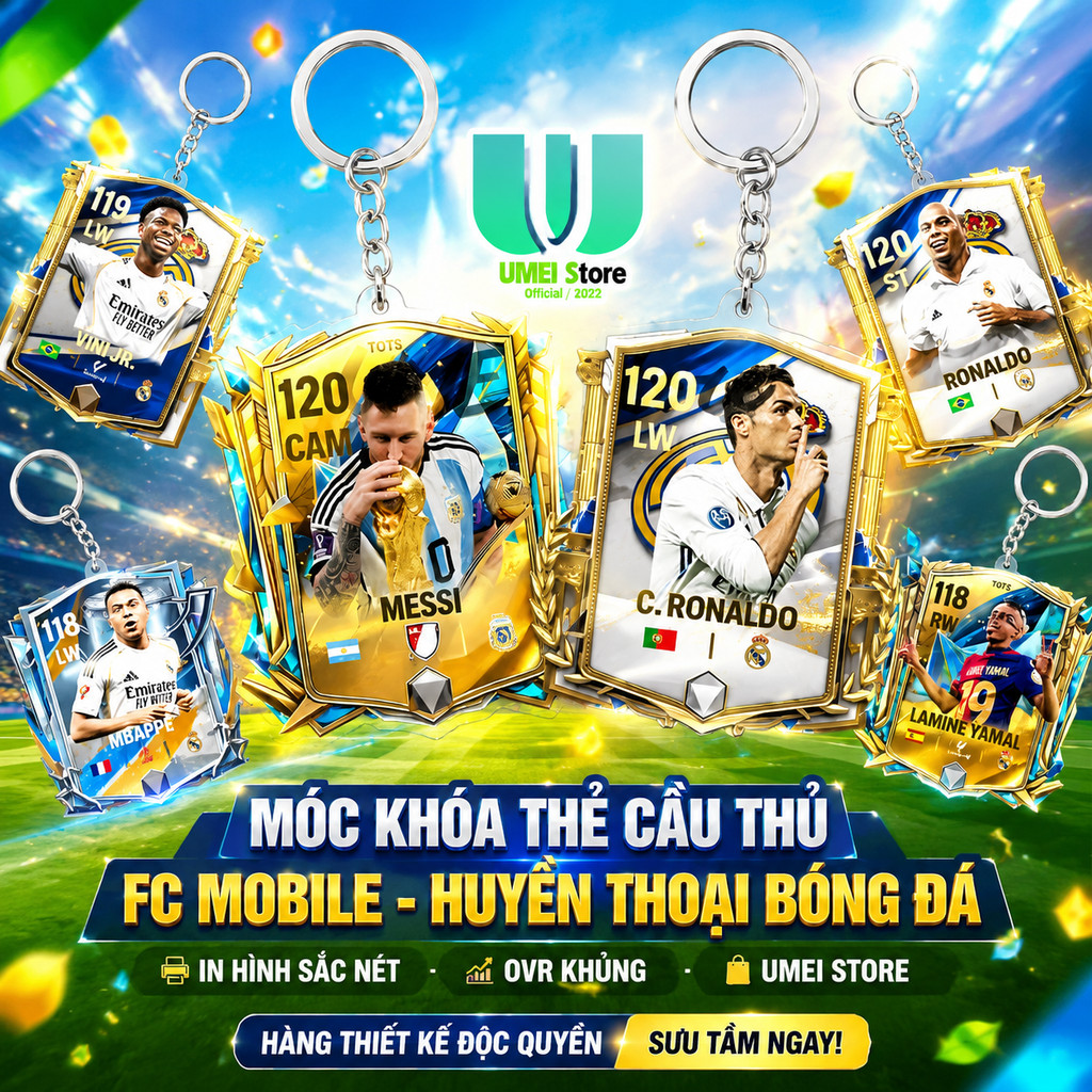 FC Mobile Keychain Football Keychain Player Cards Messi, Ronaldo, Beckham, Torres, Mbappé... Collectible
