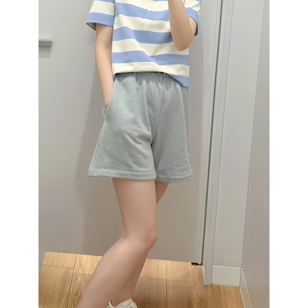 <![CDATA[Summer Women's Elastic Waist Terry Cotton Blend Sport Pants & Casual Shorts]]>