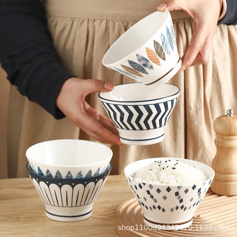 Ceramic Rice Bowl 5-Inch Hat Bowl Tableware 2024 New Style Household Ice Powder Bowl Ta…