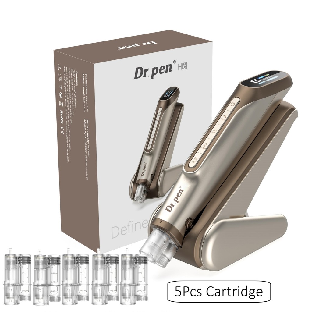 New Dr Pen H6 Innovative Technology Microneedling Derma Pen Automatic Serum Applicator Beauty Device with 5Pcs 0.25mm Cartridge