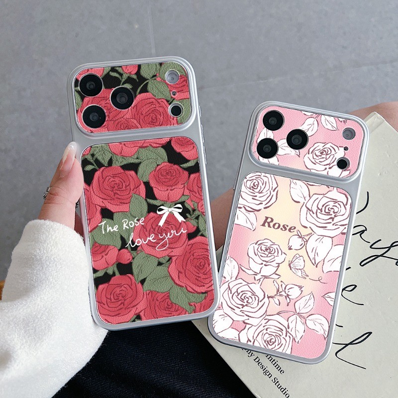 2026 New Elegant Floral Leather Casing For iPhone 17 Air 16E 16 15 14 13 12 11 Pro Max XR XS Max X 8 7 6 6s Plus SE3 SE2 Luxury Vintage Romantic Rose Flower Soft Casing