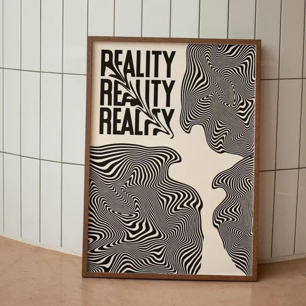 Karya Seni Dinding Moden Minimalis Realiti Terpelanting Retro Psychedelik Y2K Lukisan Kanvas Poster Hiasan Rumah Bilik Dapur
