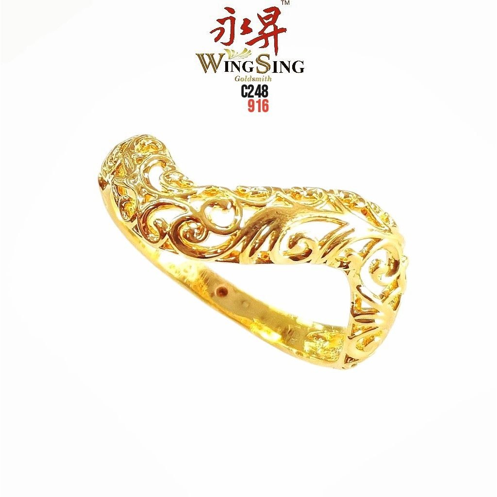 Wing Sing Cincin 5G Wave Corak Jawa Tulen Bajet Emas 916/ 916 Gold 5G Jawa Wave Ring 波浪爪哇花纹916戒指