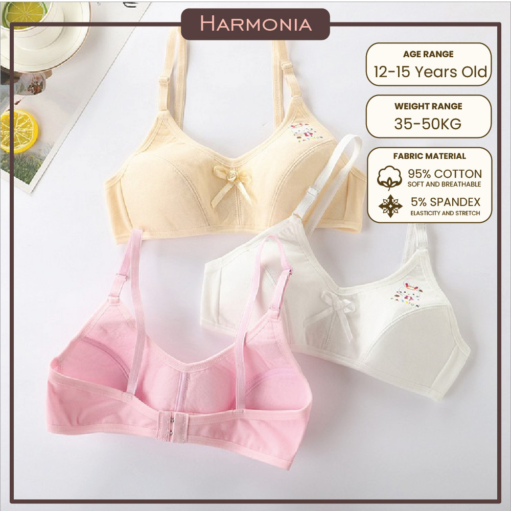 Girls First Bra Training Bra Cotton Kids Bra Adjustable Thin Strap Back Closure for Teenage