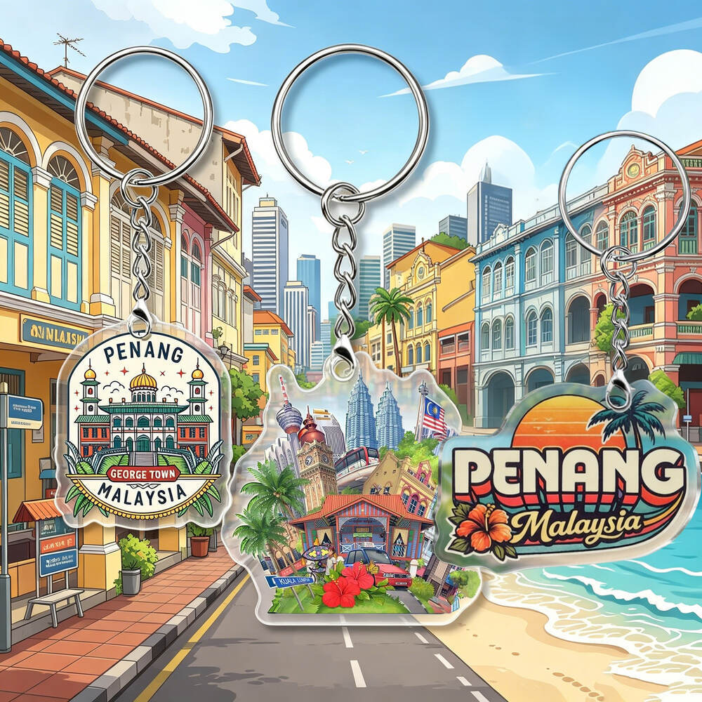 Acrylic Keychain Malaysia Landmark Penang Design, Perfect as Travel Souvenir and Gift