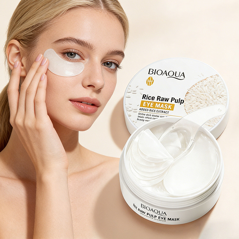 Bioaqua Rice Raw Pulp Eye Mask Moisturizing Reduce Dark Circles and Eye Bags 80g(60pcs