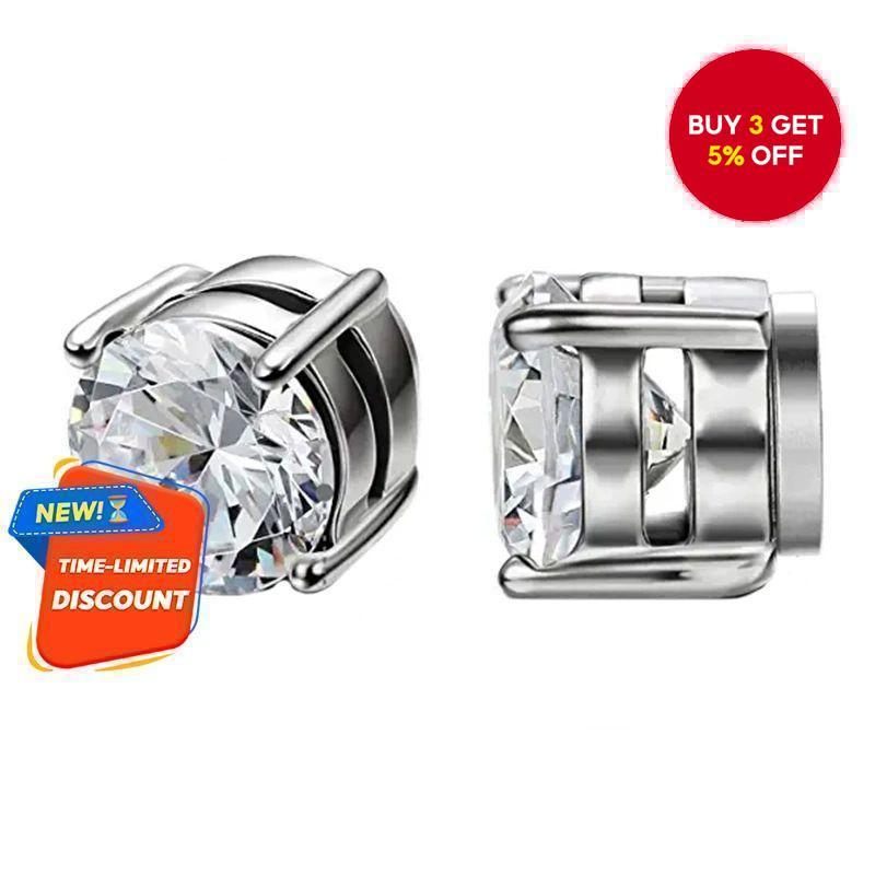 Zircon Magnetic Clip-On Earrings for Men & Women No-Piercing Fake Stud Ear Jewelry