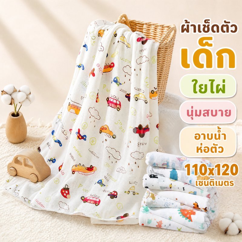 Children's Towels Baby Wrap Cotton Gauze Soft And Absorbent Cartoon Pattern Newborn Blanket Bathing