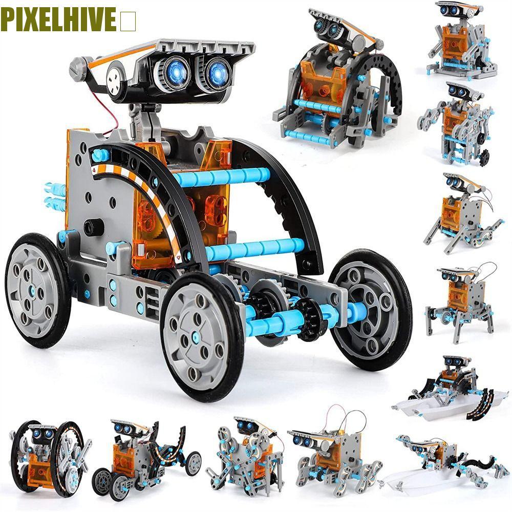 PIXELHIVE​ Science Experiment Toy, 12 in 1 Solar Powered Solar Robot Toy, Children Gifts Technological Gadgets Powered Learning DIY Building Education Robots Kids Toy