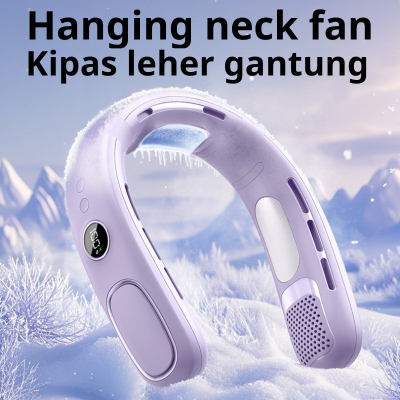 USB Neck Cooling Fan Portable Leafless Rechargeable Neck Fan Kipas Leher Penyejuk USB Mudah Alih Tanpa Daun Boleh Cas Suitable for Outdoor Use Kipas Luar Ruang Tahan Lama Free Shipping