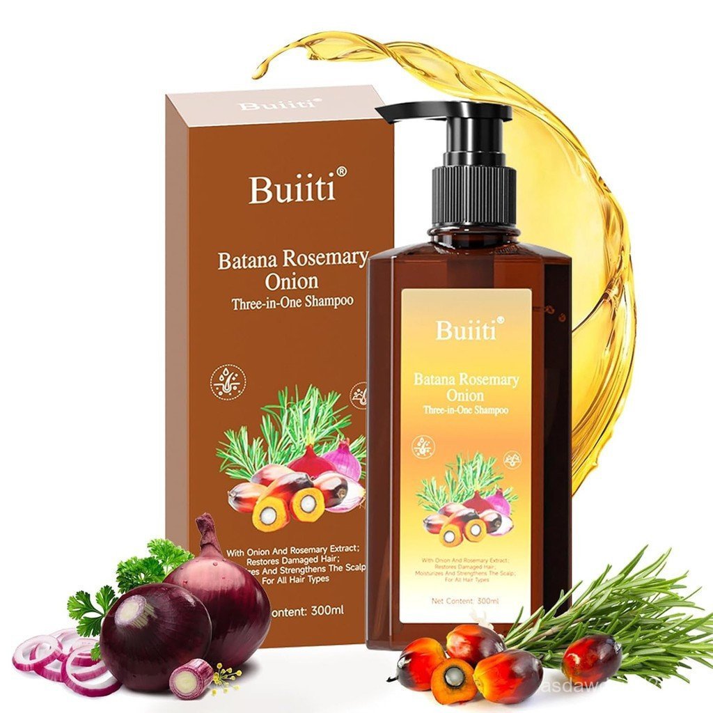 Batana Oil & Rosemary & Onion 3-in-1 Shampoo - Nourishing & Regenerating - Soft, Volumizing Cleanser for Men & Women Reduce Hair Loss Shampoo(10.14 fl oz / 300 ml) NKOS