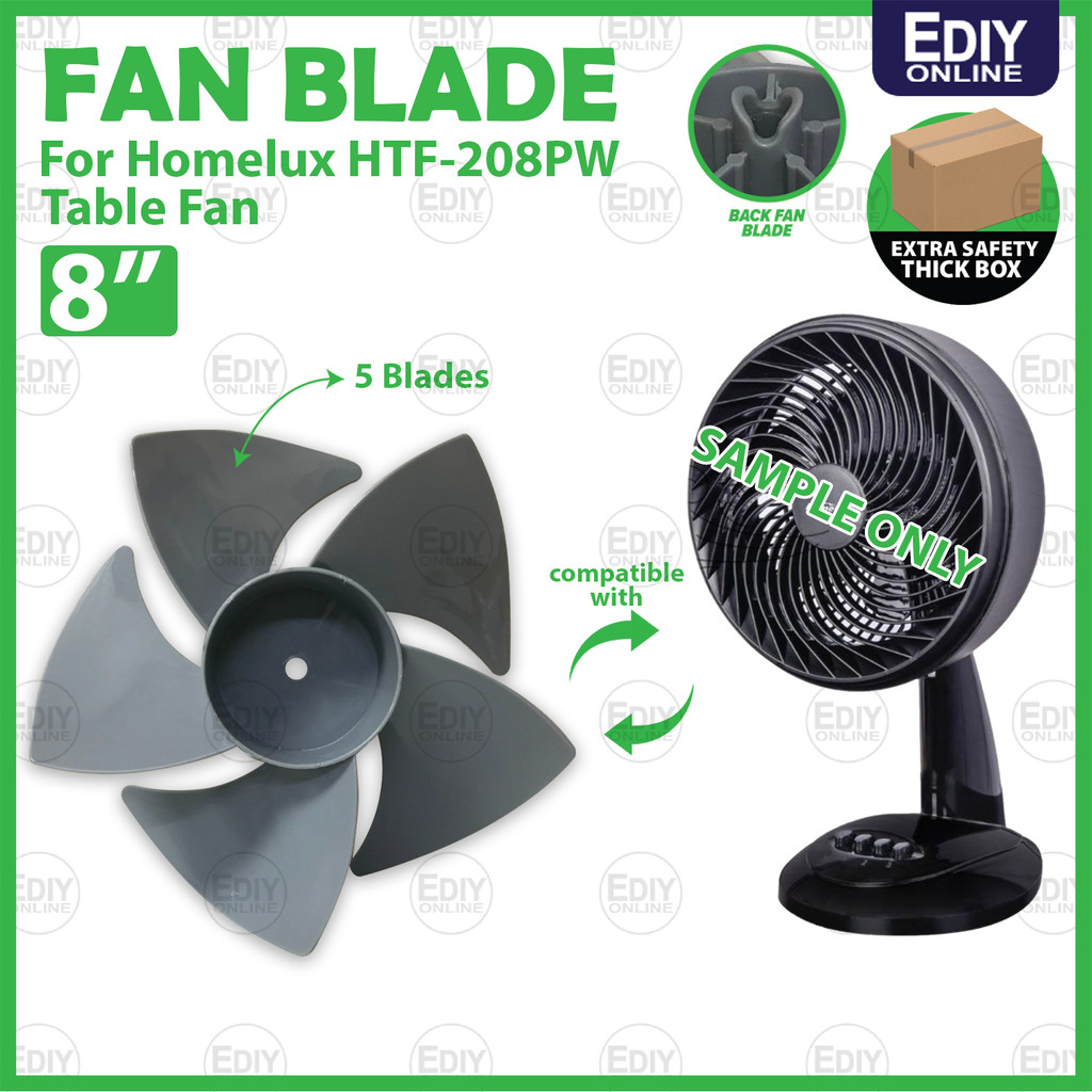 FAN BLADE for Homelux HTF-208PW Stand Fan 8" Table fanTurbo Gale fan blade knob Bilah kipas meja Berdiri
