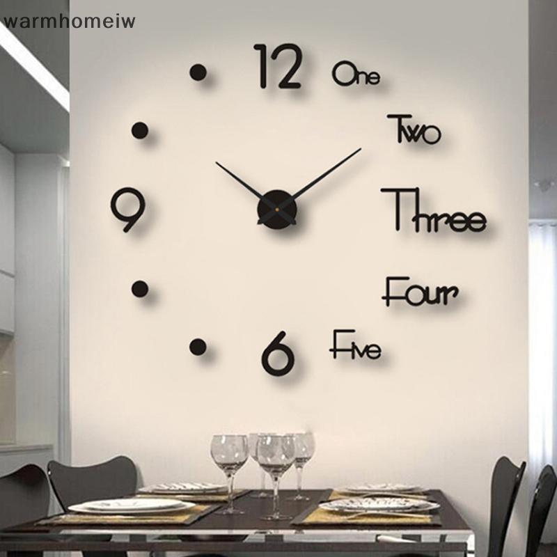 warmhomeiw 3D Mirror Wall Clo DIY Modern Design Quartz Watch Home Decor MEI