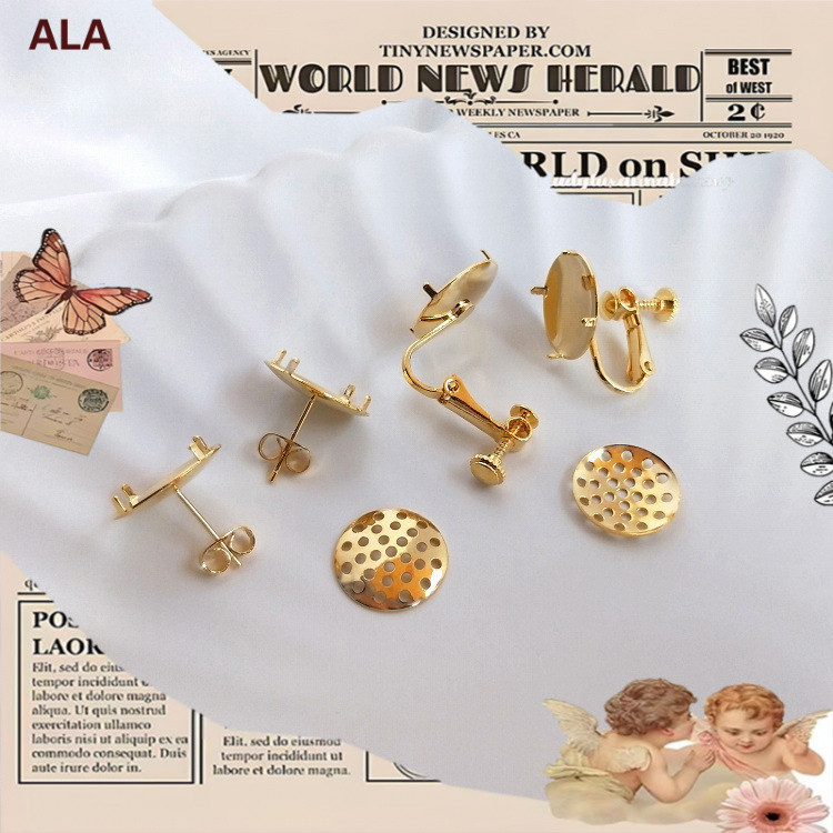 ❤️ALA Earring Findings❤️HypoallergenicColor Retention s925 Sterling Silver Needle Gold-clad 18K Disc Shower Head Earrings with Ear Gambling Ear Clip DIY Handmade Jewelry Accessories#DIY Jewelry Accessories#Earring Parts]