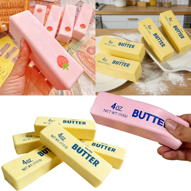 Realistic Butter Bar Squishy Toy Slow Rebound Super Soft Anxiety Relief Squeeze Toy Cute Food Shaped Stress Reliever