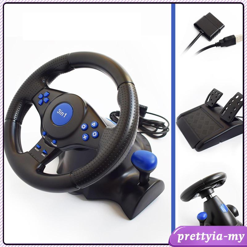 [PrettyiaMY] Racing Steering Wheel for PS3 PC Game, USB Vibration, with Pedals  Brake