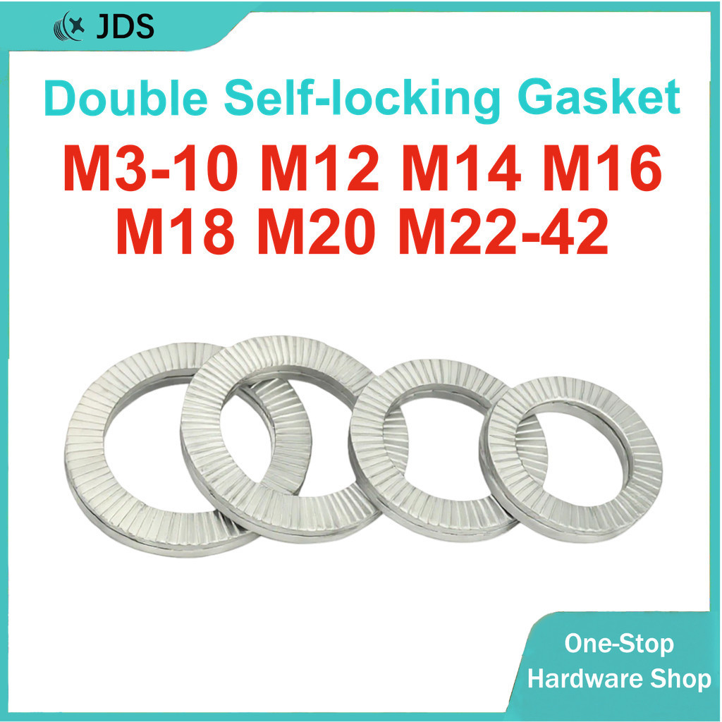 304 Stainless Steel Double Stack Self-Locking Anti-Loosening Gasket | Bite-Type Toothed Anti-Skid Locking Gasket M3/M4/M5/M6/M8/M10/M12~M42【JA-MY-2】