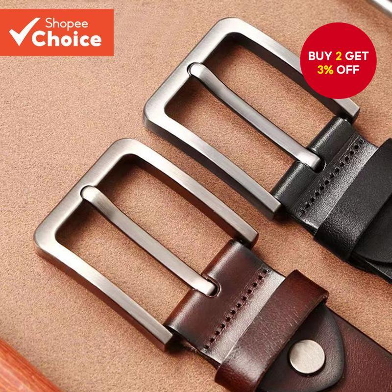 Vintage Men's Genuine Leather Belt Classic Pin Buckle Strap In Black Coffee For Casual Dress Valentine Gift