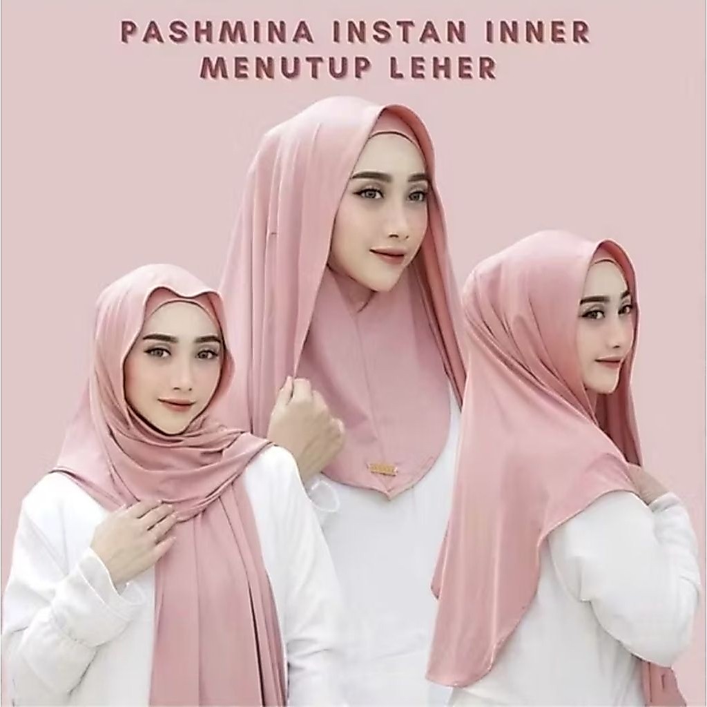 Pashmina 2in1 Inner Ninja Instant Hijab, Covers Neck, Oval Jersey, Latest Contemporary Women's Top