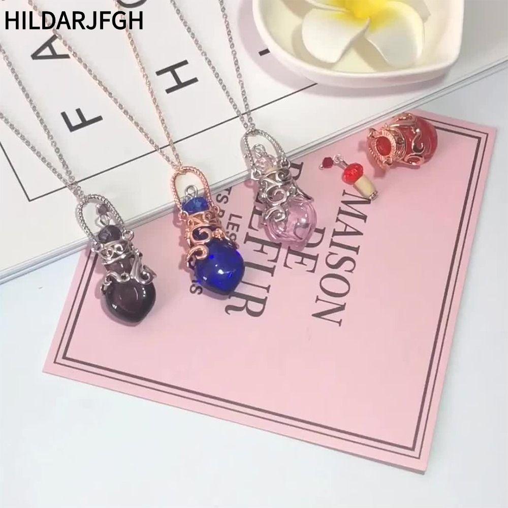Perfume Vial Necklace, Multicolor Glass Vial Wishing Bottle Pendant, Creative Adjustable Chain Essential Oil Diffuser Memorial Jewellery Perfume Bottle Necklaces Gift HILDARJFGH