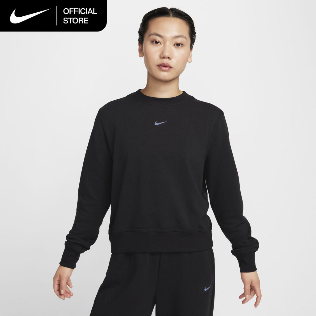 Nike One Dri-FIT Women's French Terry Crew-Neck Sweatshirt - Black [FB5126-010]