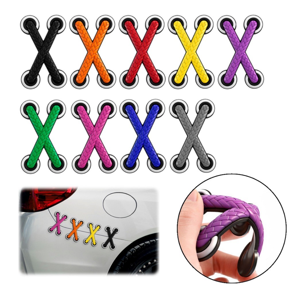 1-3pcs Motorcycle 3D Funny Cross Shoelaces Decorative Sticker Sticker Car Decals Car Interior Accessories