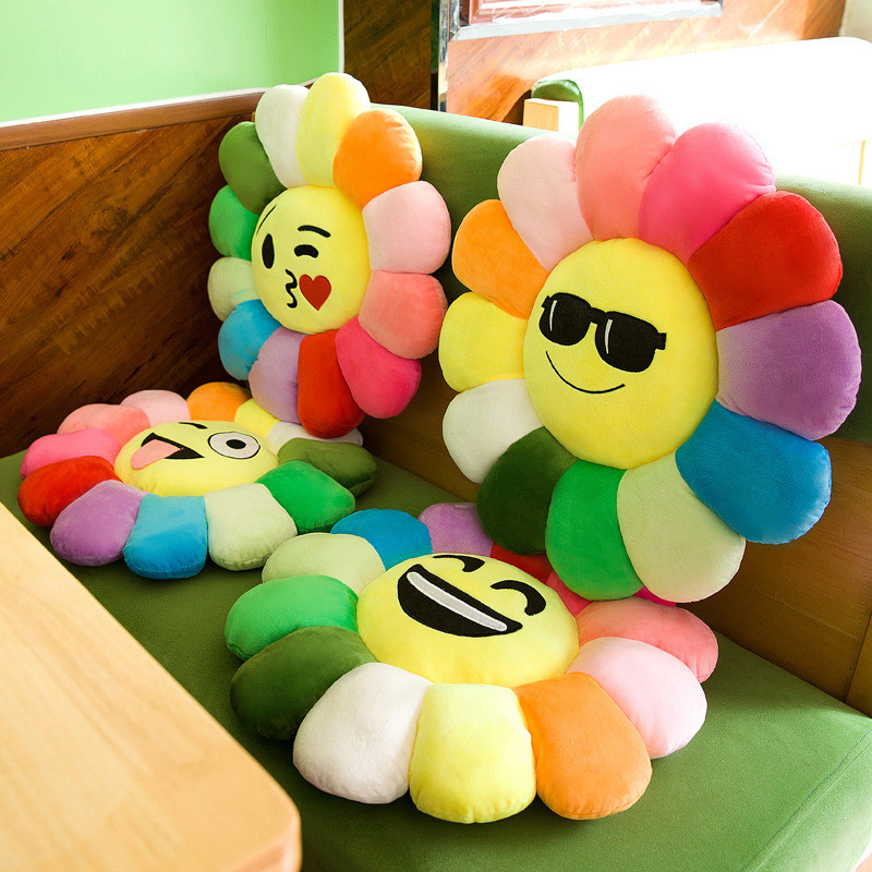 Cartoon colorful sunflower cushion, petal plush toy, lumbar support pillow, office chair cushion for long sitting