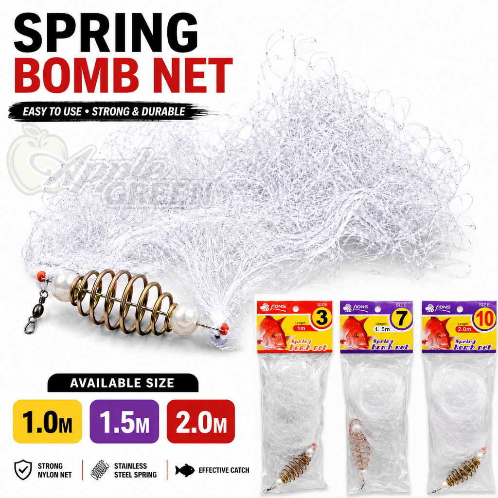 Bait Spring Bomb Net Jaring Perangkap Umpan 2 Layer 1.0m 1.5m 2.0m Ikan Ketam Udang Dasar Sungai