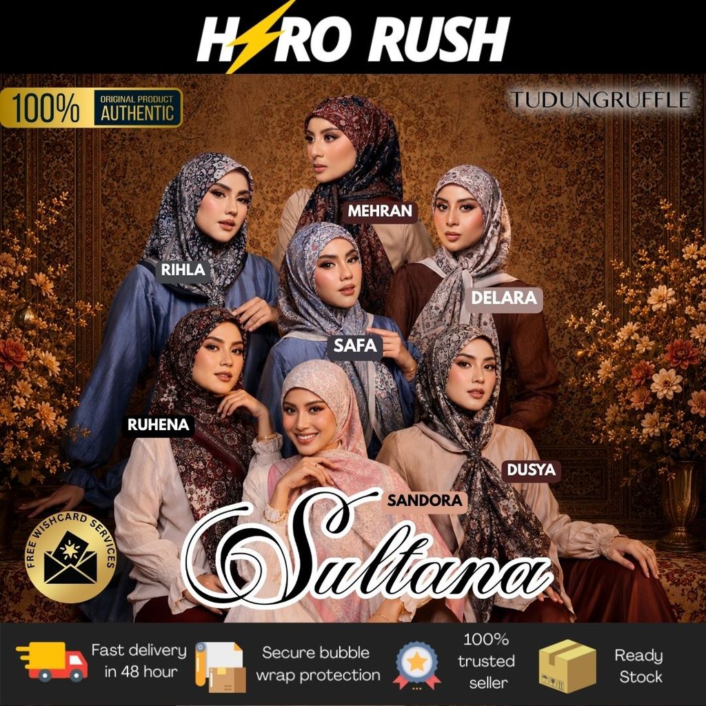 Tudung Ruffle Latest Printed Collection - Premium Cotton Voile and Satin Bawal and Shawl for Hijab Lady