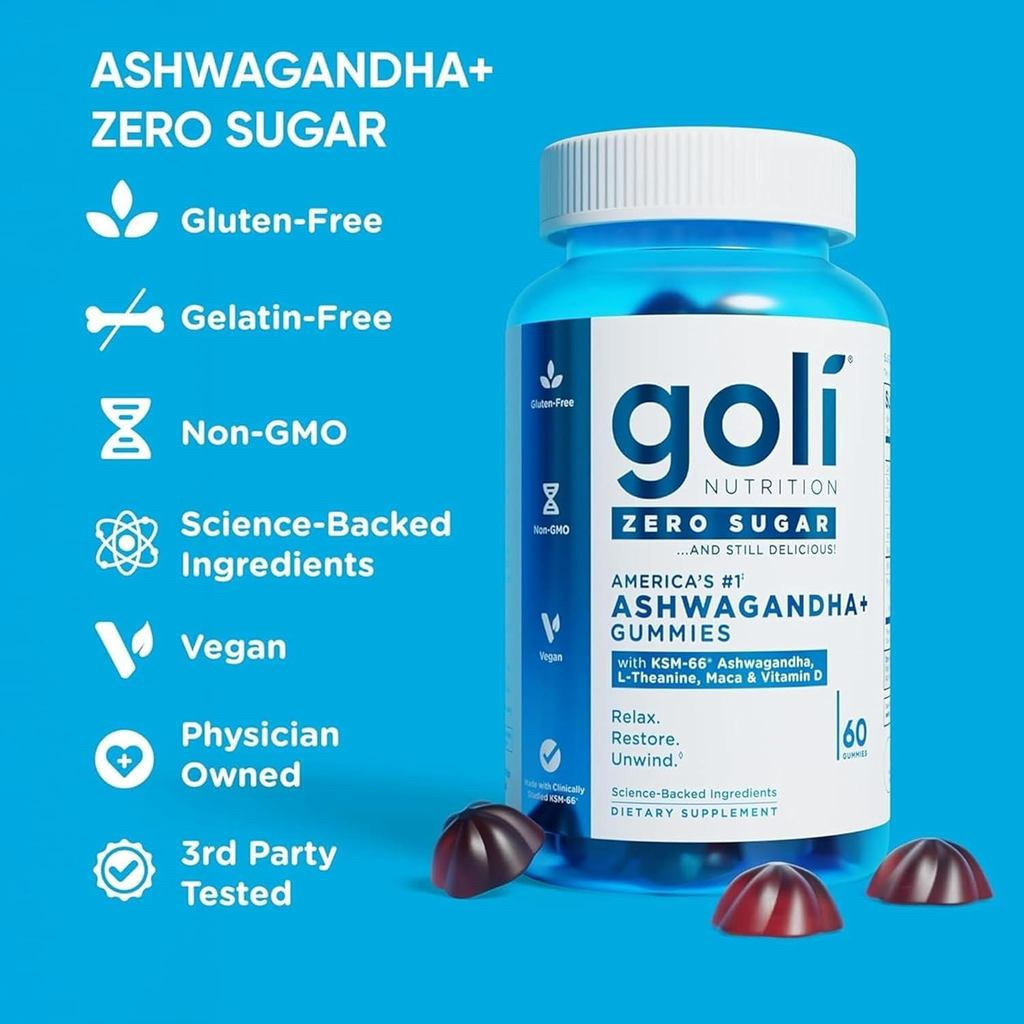 GoliZeroSugarAshwagandha&VitaminD, Gummies, NoArtificialeners, NoSugarAlcohols.MixedB…