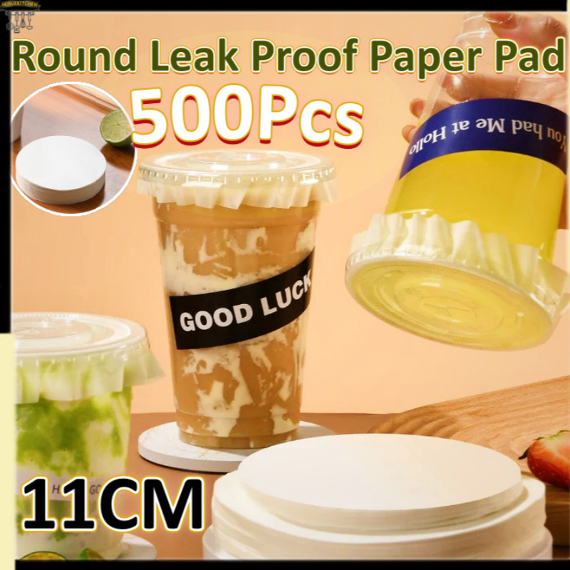 500Pcs Round Leak Proof Paper Pad Milk Tea Coffee Cup Sealing Film Disposable Take Out…