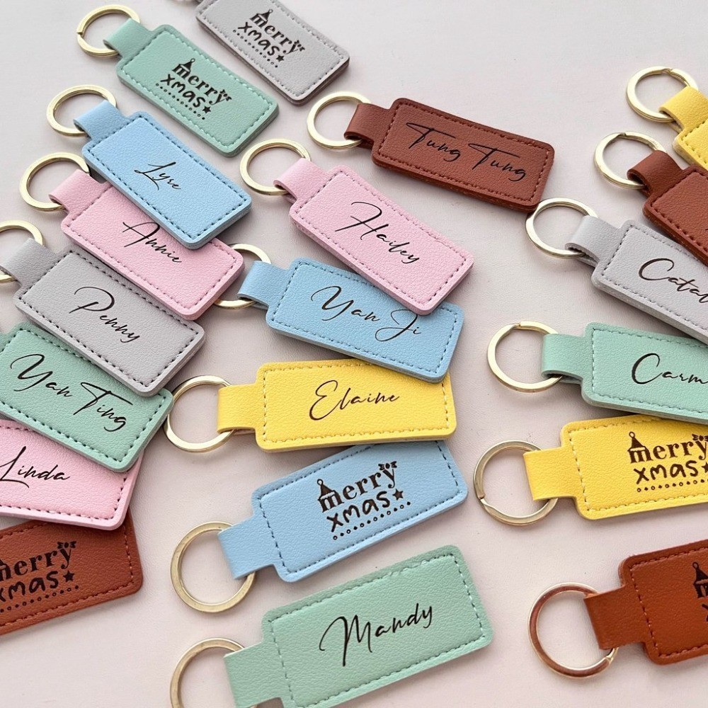 Free Custom Engraved Leather Keychain Personalized Name Text Logo Wedding Bridesmaid Souvenir Thank You Gift