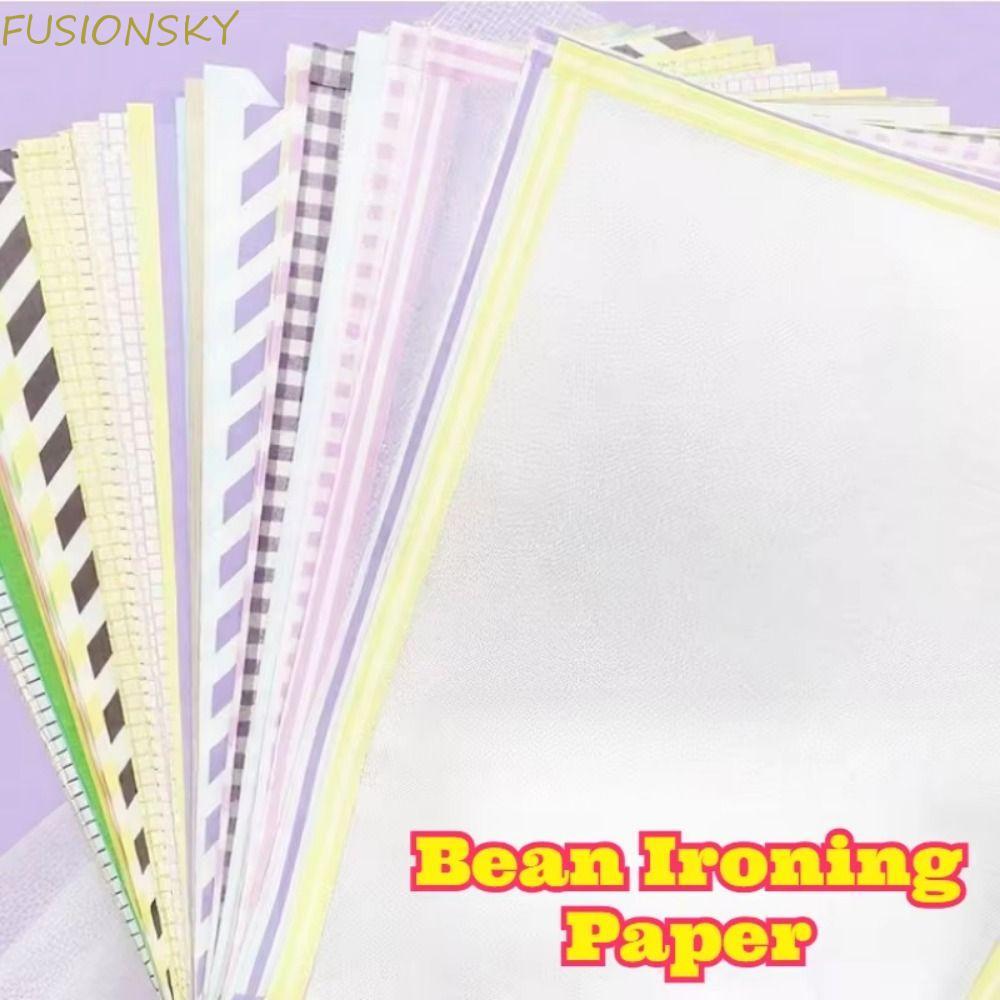 FUSIONSKY 5Pcs Ironing Sheets for Fuse Beads, DIY Heat Resistant Perler Beads Baking Cloth, Edge-stitched Heatproof Light Transmission Beadsheat-resistant Paper DIY Accessories