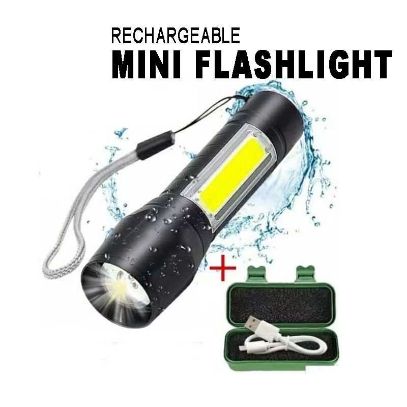 USB Torchlight 3 Mode LED Rechargeable Handheld Flash Light Waterproof Portable Lampu Suluh Terang Zoomable