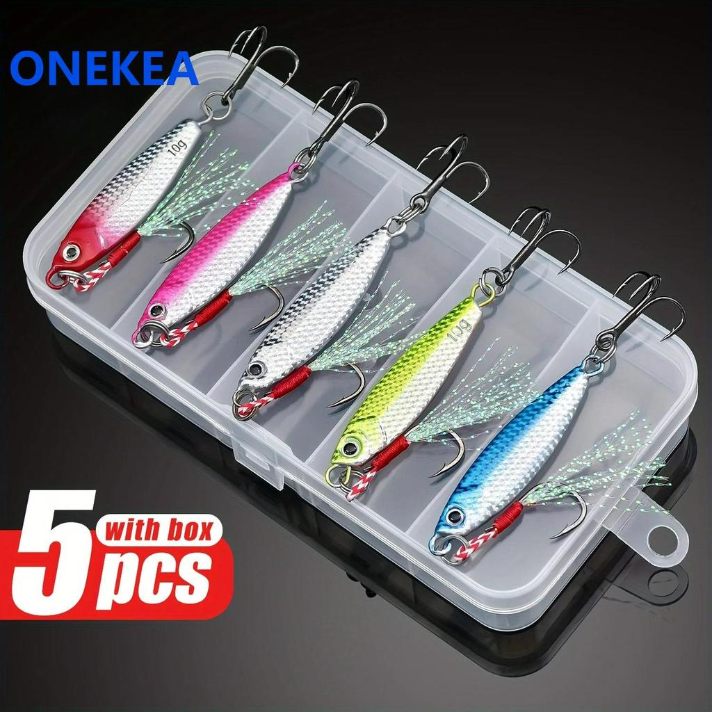 5pcs 7g 10g 15g 20g 25g 30g Metal Jig Fishing Lures Set Artificial Bass Baits,Trout Jigging Lure for Freshwater Saltwater Fishing