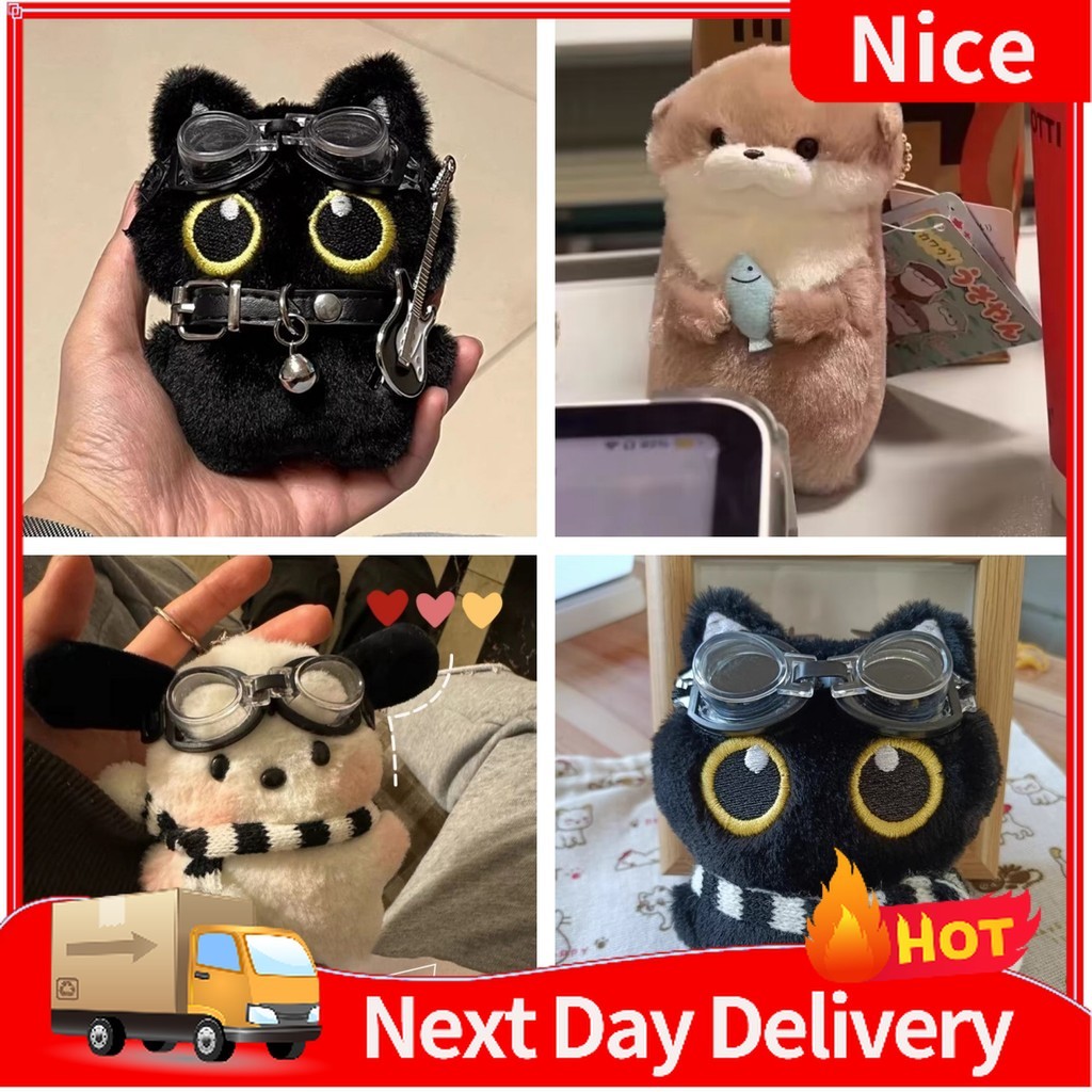 (Malaysia Stock) Lovely Black Cat Keychain Cartoon Animal Soft Keyring Student Backpack Charm Gift Supplies