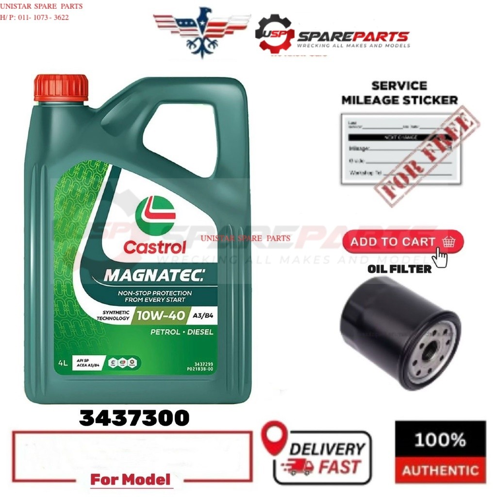 3437300 Castrol Magnatec 10W-40 API SP A3/B4 Semi Synthetic Engine Oil (4L) Petrol & Diesel