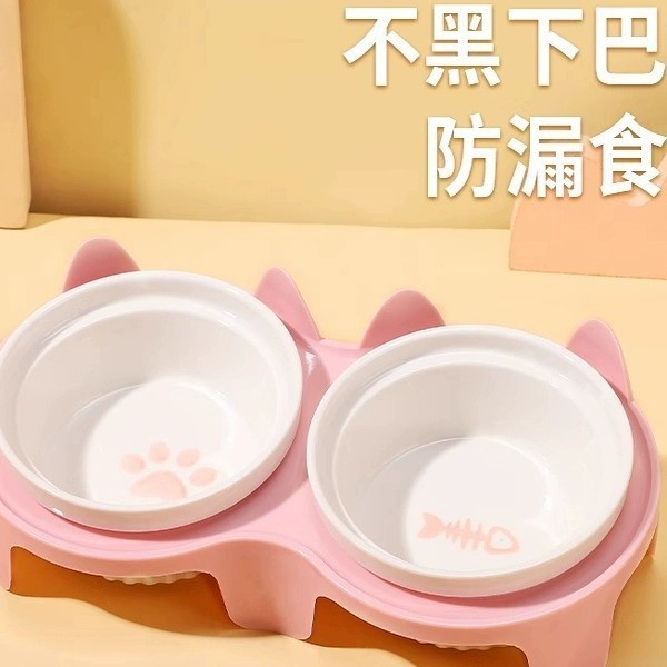 | 【bekas makanan kucing besar】 | ♛Cat Bowl Ceramic Cat Food Bowl Cat Bowl Dog Bowl Food Bowl Pet Oblique Protection Cervical Spine Anti-overturning Double Bowl Drinking Water✯